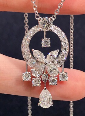 花园项链钛钢轻奢饰品镶钻锁骨链女简约百搭颈链不掉色