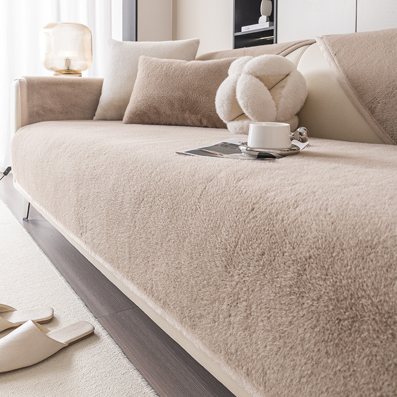 私人定制中古风温暖加厚米貂沙发垫秋冬款防滑坐垫一片式沙发罩套