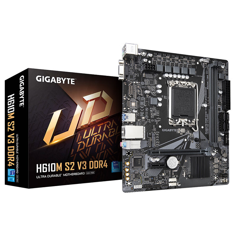 技嘉H610M S2 V3 DDR4主板适用12代CPU12400F/12600KF V2/V3随机
