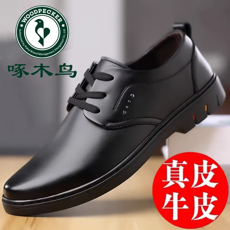 啄木鸟男鞋皮鞋男韩版真皮商务休闲鞋男加绒棉鞋男鞋英伦鞋潮