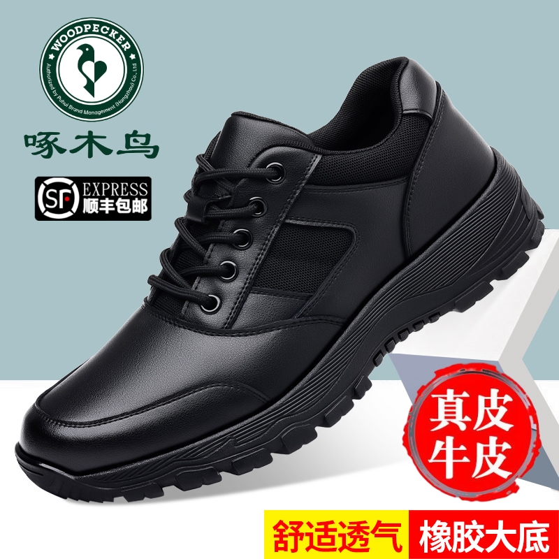 啄木鸟男鞋真皮休闲皮鞋男士加绒保暖棉鞋男户外软底百搭运动鞋子