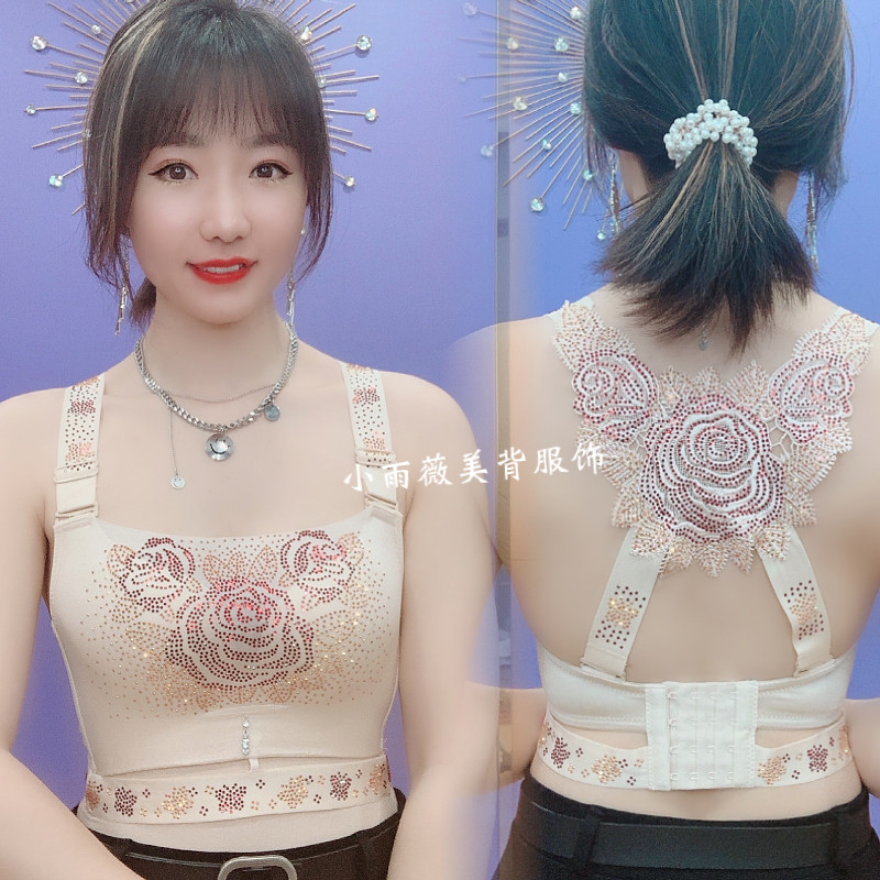 亮钻内衣女性感小胸聚拢美背文胸防走光大码抹胸防下垂无钢圈胸罩