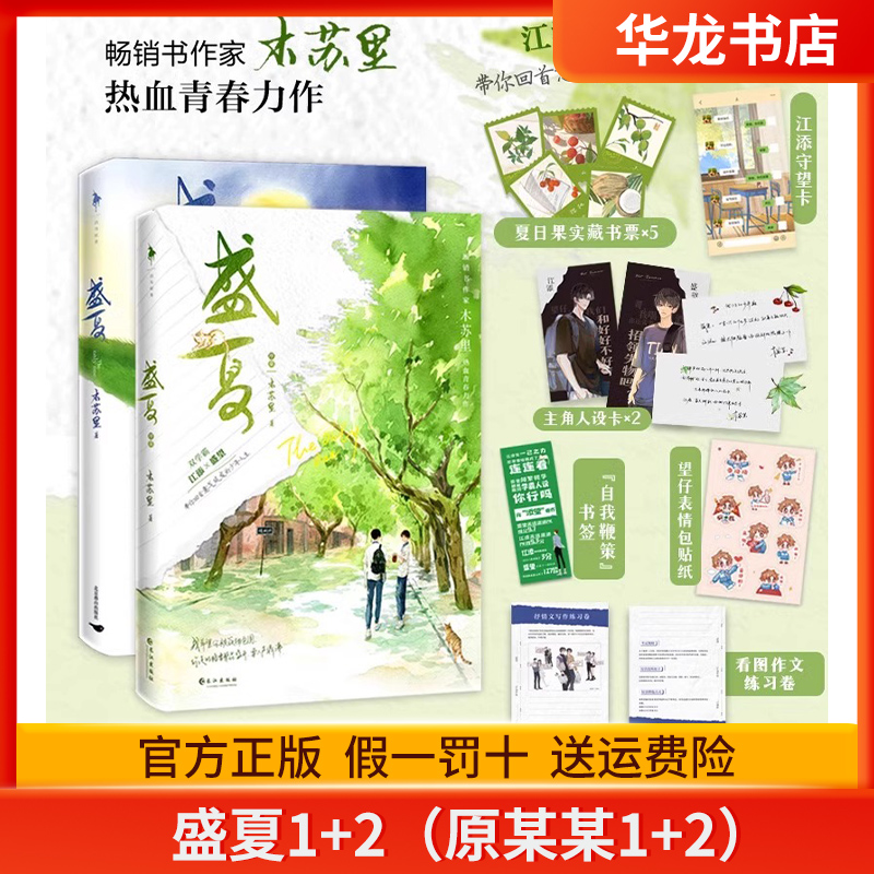 正版现货 某某 盛夏套装印签版两册 某某小说正版实体书 人气作家木苏里著盛夏全2册 附赠精美好礼 现代言情小说力作龛世伪装学渣