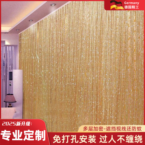 客厅银色挂帘金色流苏门帘隔断帘子遮丑装饰帘线帘高级感玄关x