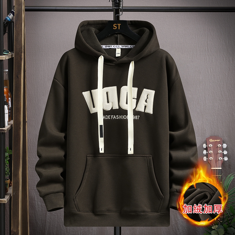 12秋冬季纯棉卫衣男孩15岁青少年学生13加绒加厚大童连帽帅气帽衫