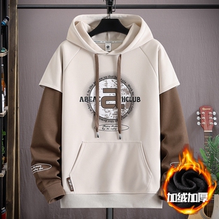 13初高中学生连帽卫衣14男孩秋冬装15加绒加厚16岁大童潮流上衣服