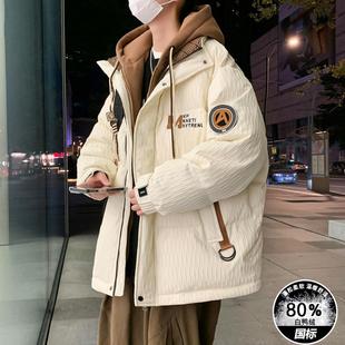 冬季羽绒服男孩13初高中学生14假两件加厚外套15岁青少年大童冬装