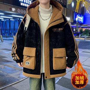 青少年秋冬装棉衣外套男孩初高中生学生加绒加厚夹克大童休闲上衣