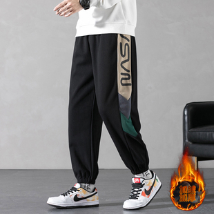 大童加绒加厚卫裤 男孩子初中学生帅气运动裤 青少年纯棉长裤 秋冬季