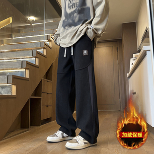 青少年学生加绒加厚裤子12岁15男孩帅气秋冬装13大童休闲运动卫裤