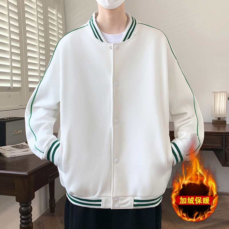 秋冬季青少年纯棉休闲夹克初高中学生棒球服外套加绒大童运动上衣