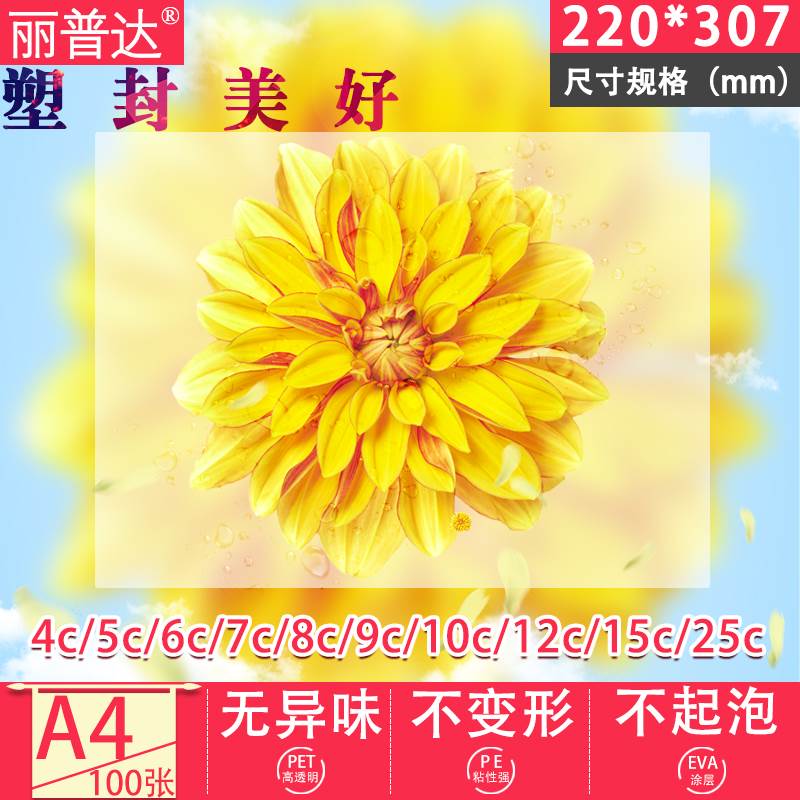 丽普达塑封膜10丝a4塑封纸膜a4塑封膜100张a4膜过塑膜a4透明膜