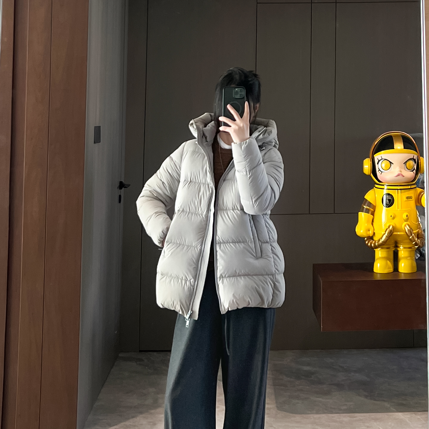 满满90鹅绒填充中长款羽绒服