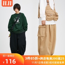 日系原创BBOY风秋季复古男裤子穿搭工装休闲裤女九分束脚阔腿裤