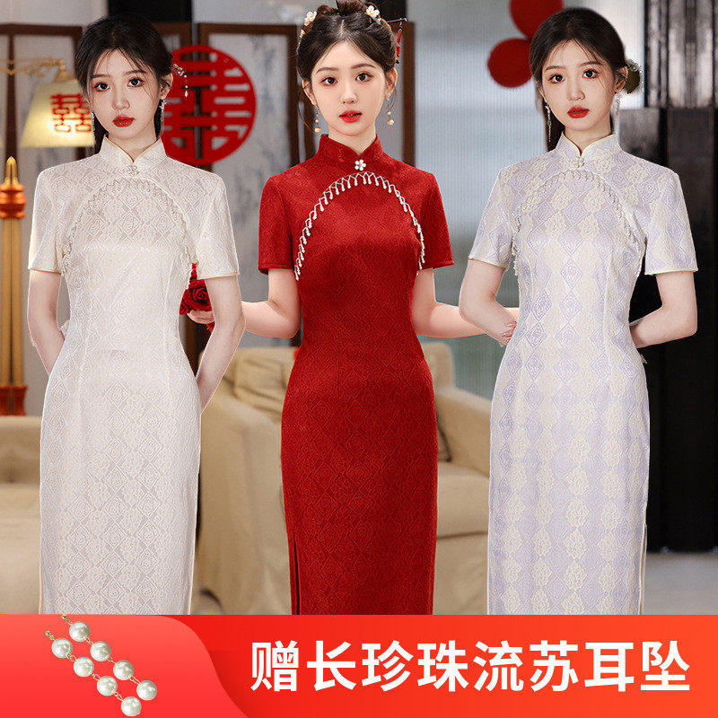 蕾丝中长款旗袍修身显瘦日常