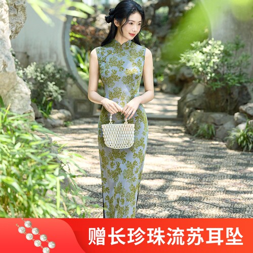 春夏新款佳丽纱长款修身旗袍
