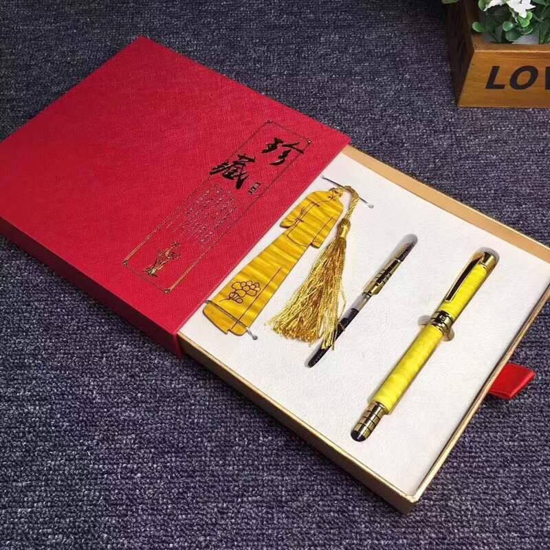 金丝楠木钢笔带书签套装两用签名笔商务礼品可刻字logo