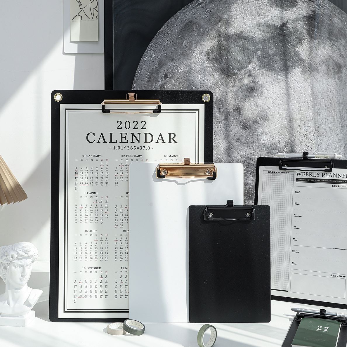 A3带笔插简约黑白A4板夹可弯A5书写资料夹学生试卷文件夹写字垫板