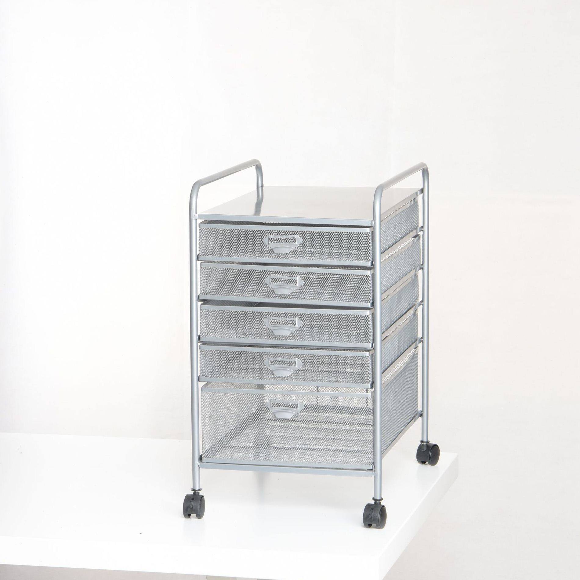 A3-5(6)收纳银灰色多层资料架家用文件柜金属文件推车网状文件