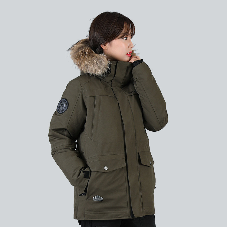 【尖峰】ELNATH滑雪服韩国 高端男女 单板双板滑雪衣羽绒军绿色