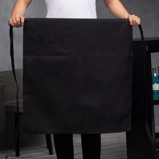 厨师围裙半截厨房厨师半身男士酒店餐厅饭店后厨短款工作服白