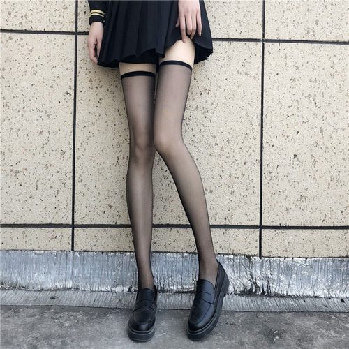 高筒包芯丝性感白萝莉过膝袜