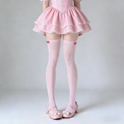 春夏甜美日系蝴蝶结过膝袜