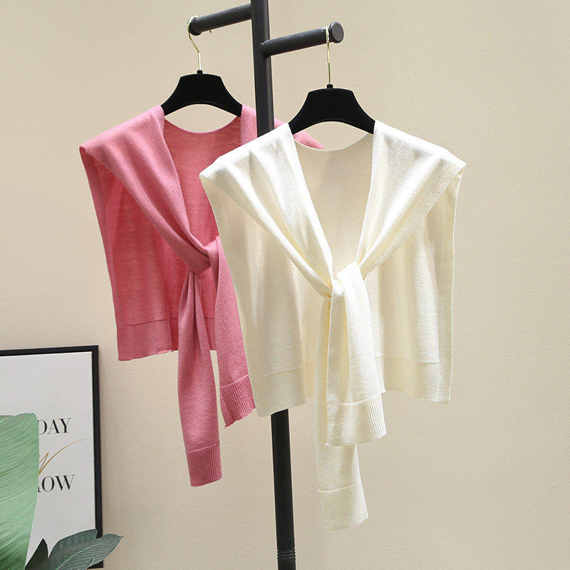 糖果色针织系带披肩女2025年秋装新款韩版宽松休闲 百搭衬衫坎肩