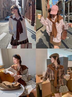 秋冬百搭单品纯色针织披肩女