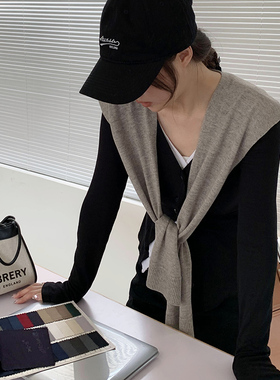 纯色披肩女外搭灰色网红2025春秋针织空调房披肩搭肩护颈假领子
