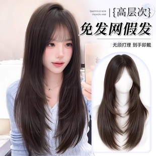 不用戴发网的假发女片头顶蓬松遮白发增发量日常整顶高层次感长发