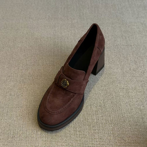 复古山茶花静音鞋底增高鞋