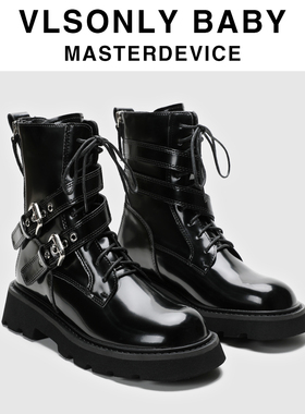 杨紫关晓彤同款马丁靴2025秋冬新款双皮带扣后拉链英伦风绑带短靴