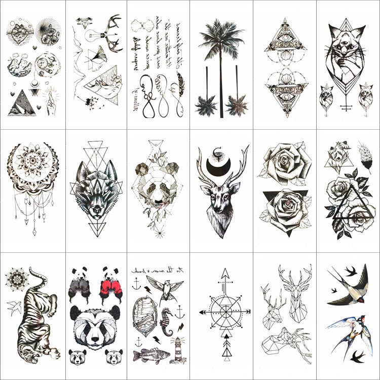 网红纹身贴防水持久手臂小图腾简约个性刺青男女背部脚踝锁骨贴纸