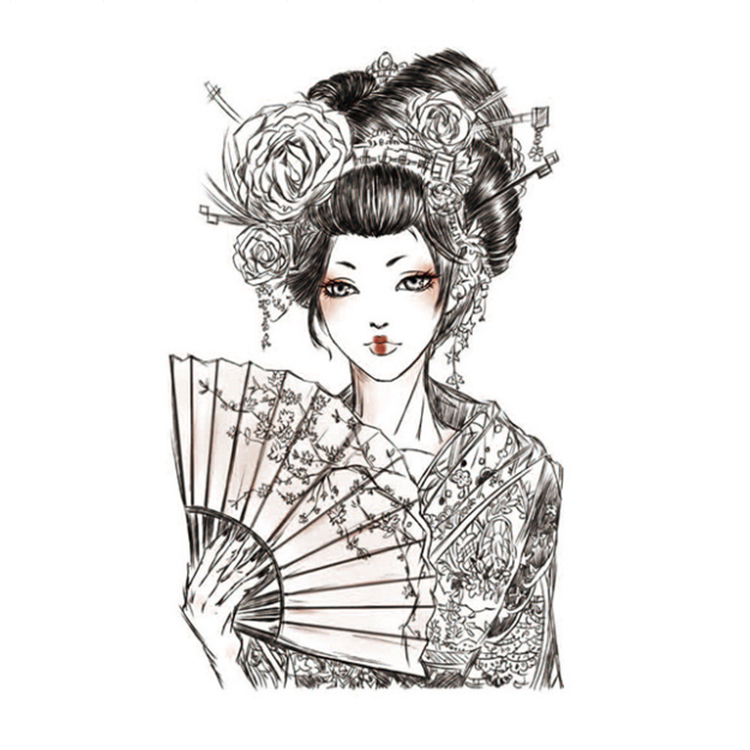 花臂纹身贴 古风女士图案防水背部手臂个性潮酷纹身贴纸