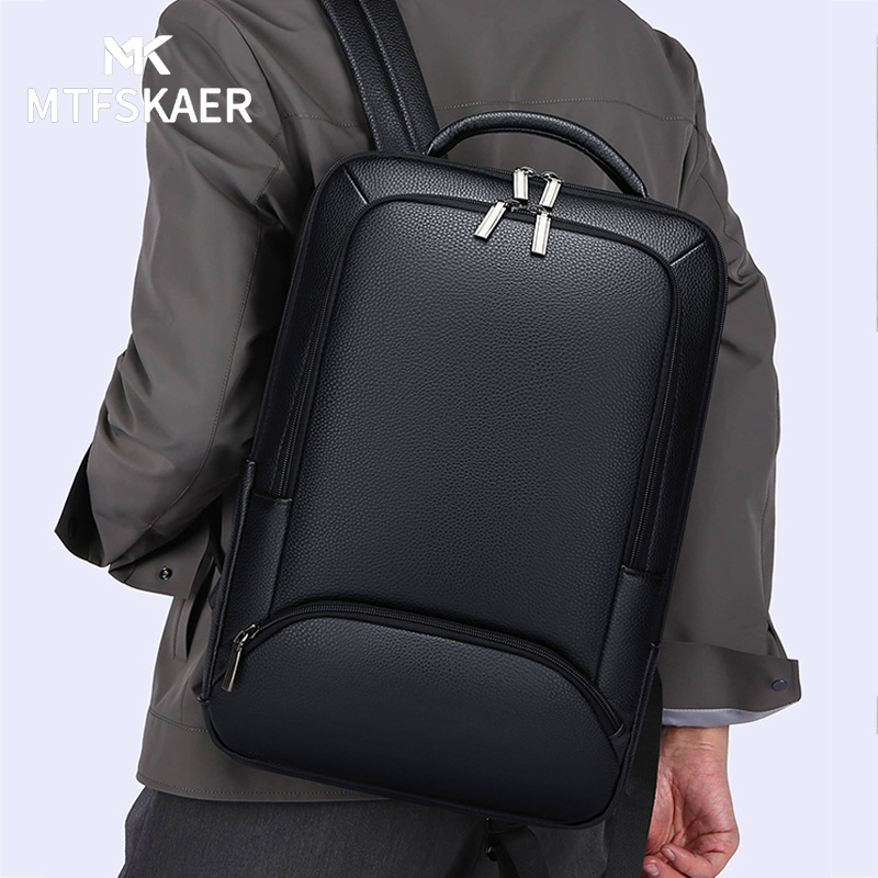 香港MTFSKAER男士真皮双肩包新款