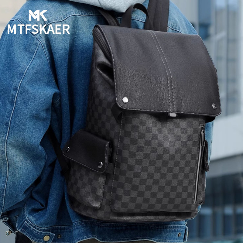 MTFSKAER高级感男款真皮双肩包新款电脑背包大容量出差旅行包书包