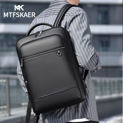 香港MTFSKAER真皮男士双肩包