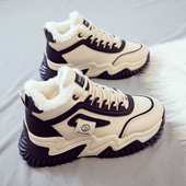 学生小白运动老爹鞋 加绒加厚保暖高帮棉鞋 百搭爆款 新款 女2024冬季