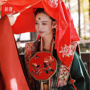 百合型竹制紫竹苏绣宫扇面明清古典中式双面团扇汉服配饰异色异绣