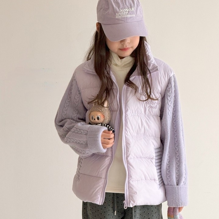 波拉韩国童装2025冬男女童小清新袖麻花坑条毛衣拼接款字母羽绒服,童装/婴儿装/亲子装,羽绒服,淘宝优惠券,粉丝福利购,淘宝优惠卷