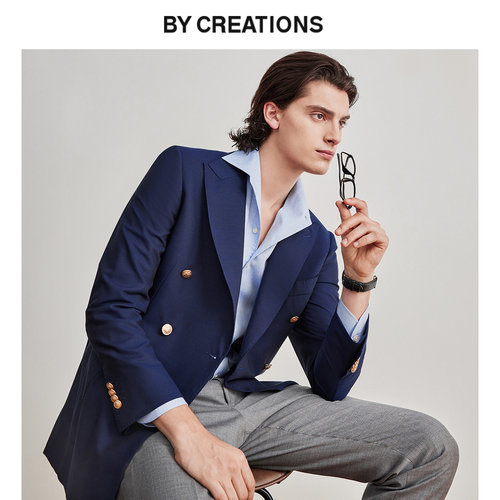 纯羊毛枪驳领布雷泽西服外套