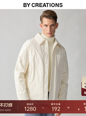 柏品白鹅绒轻暖衬衫式羽绒服男2025冬款简约一片领保暖防风外套