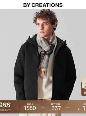 柏品白鹅绒廓形连帽羽绒服男25春季新款通勤保暖针织提花短款外套