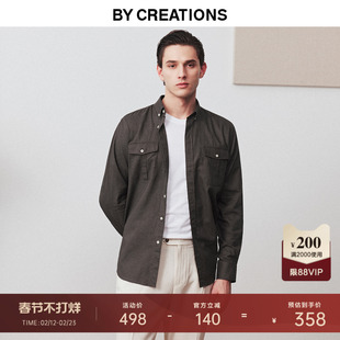 【纽扣领棉麻猎装】柏品衬衫易打理男2025年秋新休闲长袖衬衣外套