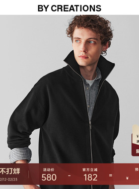 柏品绵羊毛拉链针织开衫男士2025冬新款混纺英伦风商务高领毛衫