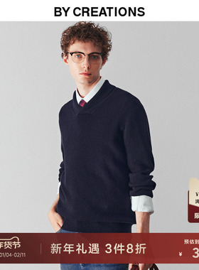 柏品纯羊毛青果领毛衣男25冬季新款商务休闲粗针加厚保暖毛针织衫