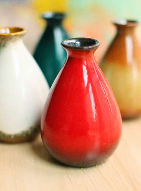 zakka陶瓷家居摆件古风彩釉花瓶