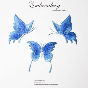 新品刺绣蝴蝶布贴补丁贴对称款式diy衣服补小洞绣花片无胶贴修补