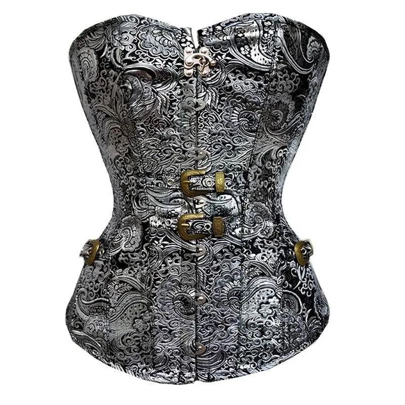哥特风黑银提花塑身衣 宫廷胸衣巴洛克复古束腰corset紧身衣马甲